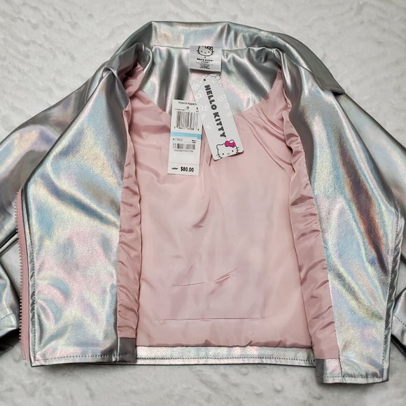 Sanrio Hello Kitty Girls Metallic Silver Moto Jacket & Pants Outfit Set Size 6 - Picture 11 of 14